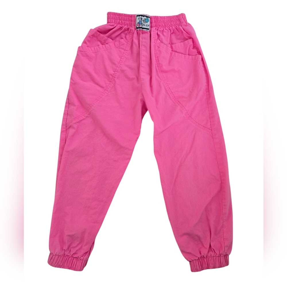 Vintage 1990s Buster Brown fuschia pink parachute pants